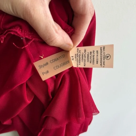 Calvin Klein Vintage Red Drape Strapless Evening Dress Size 12 - Picture 6 of 10